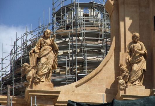 La Cattedrale di Noto in costruzione - dettaglio